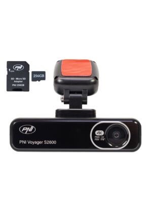 PNI Voyager S2600 DVR bilkamerapaket inkluderat, WiFi, 4K Ultra HD, GPS och 256GB microSD-minneskort ingår