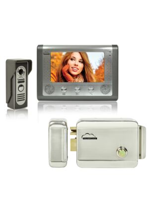 SilverCloud House 715 Video Intercom Kit med 7-tums LCD och SilverCloud YR300 elektromagnetisk Yala