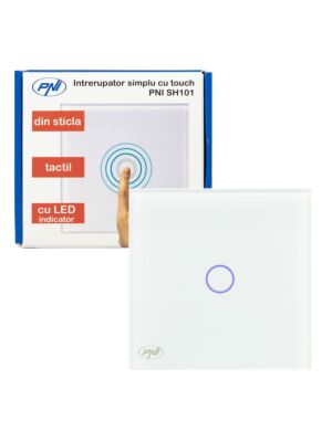 Enkel omkopplare med PNI SH101 glaspek, vit med LED-indikator