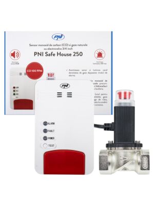 PNI Safe House Dual Gas 250-kit med kolmonoxid (CO) -sensor och naturgas och magnetventil