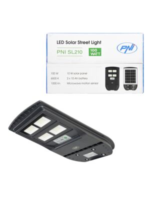 PNI SL210 6,5W gatubelysningslampa, med inbyggd 10W solpanel, 6500K, 1000lm, 2 x inbyggt 10Ah batteri,