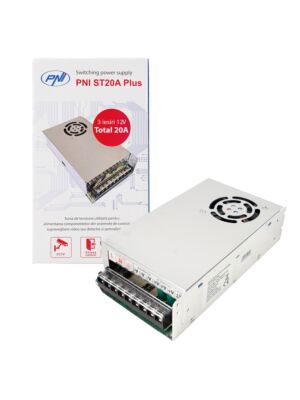 Omkopplingsspänningskälla PNI ST20A Plus 230V till 12V 20A stabiliserad för övervakningssystem