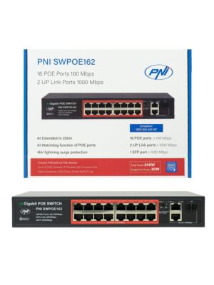 POE-switch PNI SWPOE162, 16 POE-portar 100 Mbps