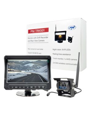 PNI TRK501 trådlös LCD-backkamera och skärm med DVR-funktion, Micro SD-kortplats, IR-lysdioder, för lastbil