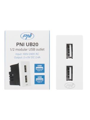 Strömuttag 2 x USB PNI UB20, 5V 2,4A