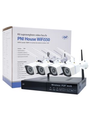 PNI House WiFi550 NVR videoövervakningssats och 4 trådlösa kameror, 1.0MP